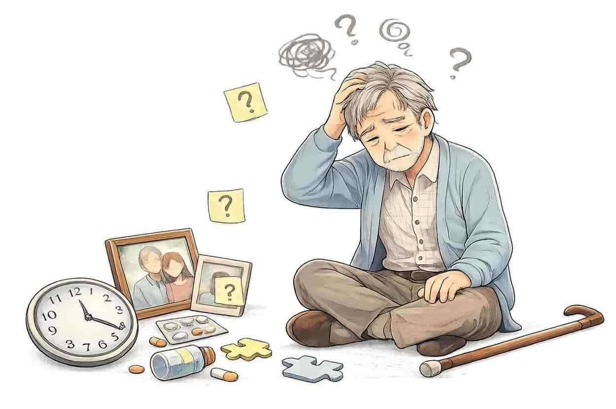 Elderly person affected by dementia, related to memory loss and cognitive decline case study
