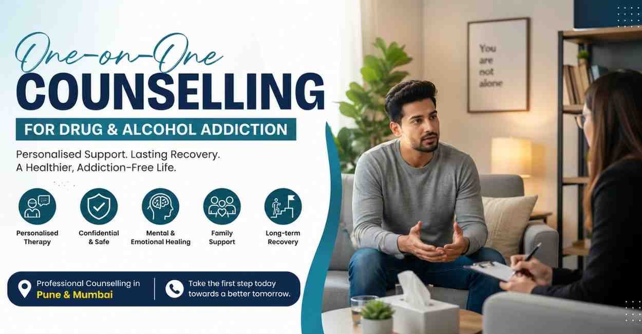 One-on-one addiction counselling session for drug and alcohol recovery in Pune and Mumbai with professional therapist support