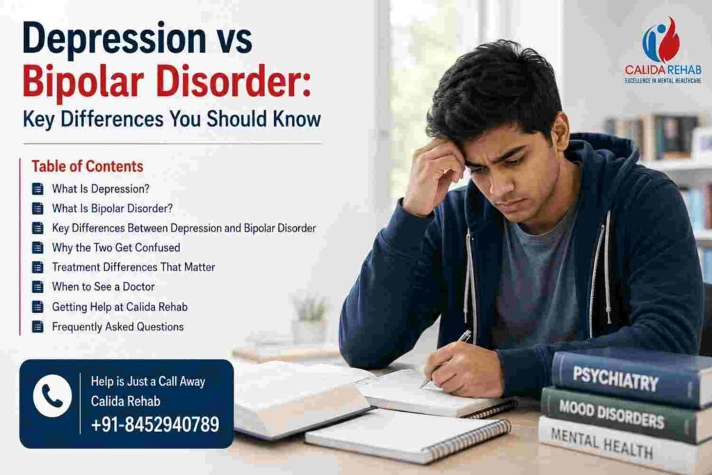 Difference between depression and bipolar disorder