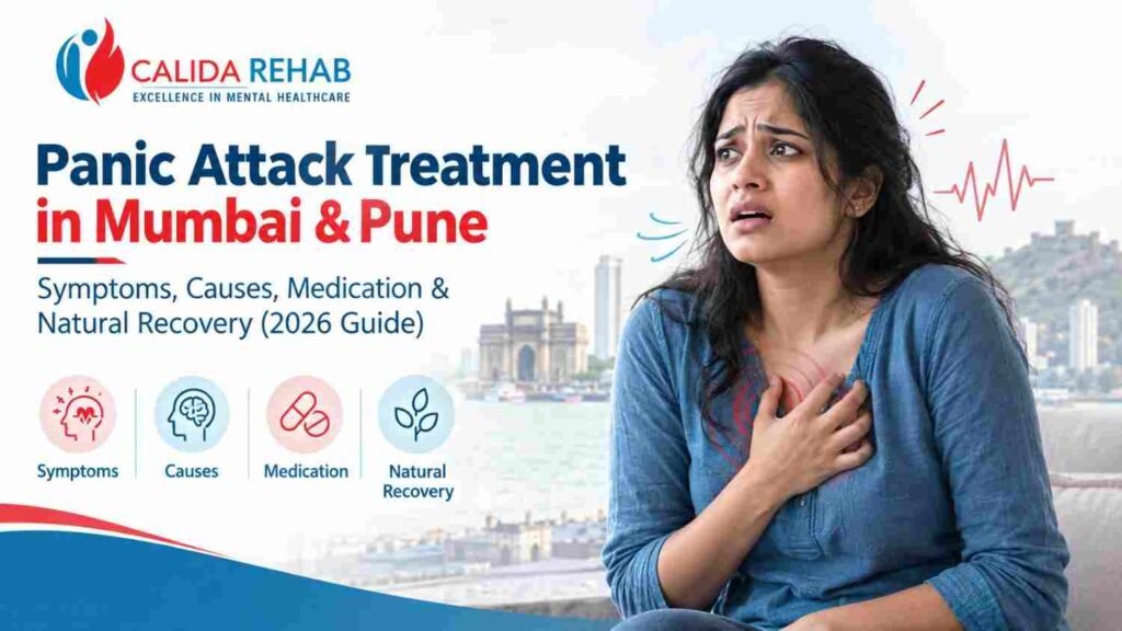 Panic attack treatment in Mumbai and Pune featuring symptoms, causes, medication, and natural recovery with Calida Rehab