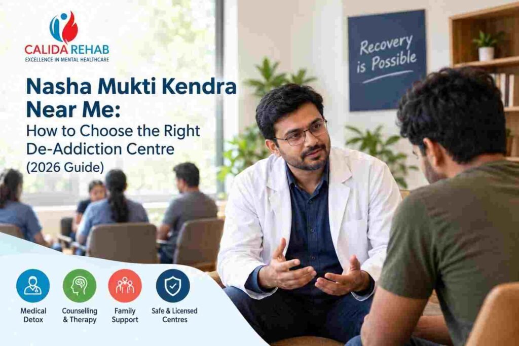 Nasha Mukti Kendra near me guide showing a doctor counselling a patient at a de-addiction centre