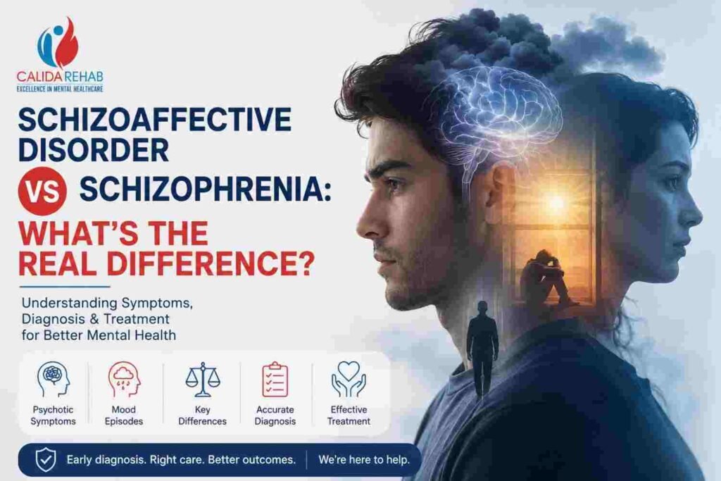 Schizoaffective disorder vs schizophrenia showing key differences in symptoms and treatment