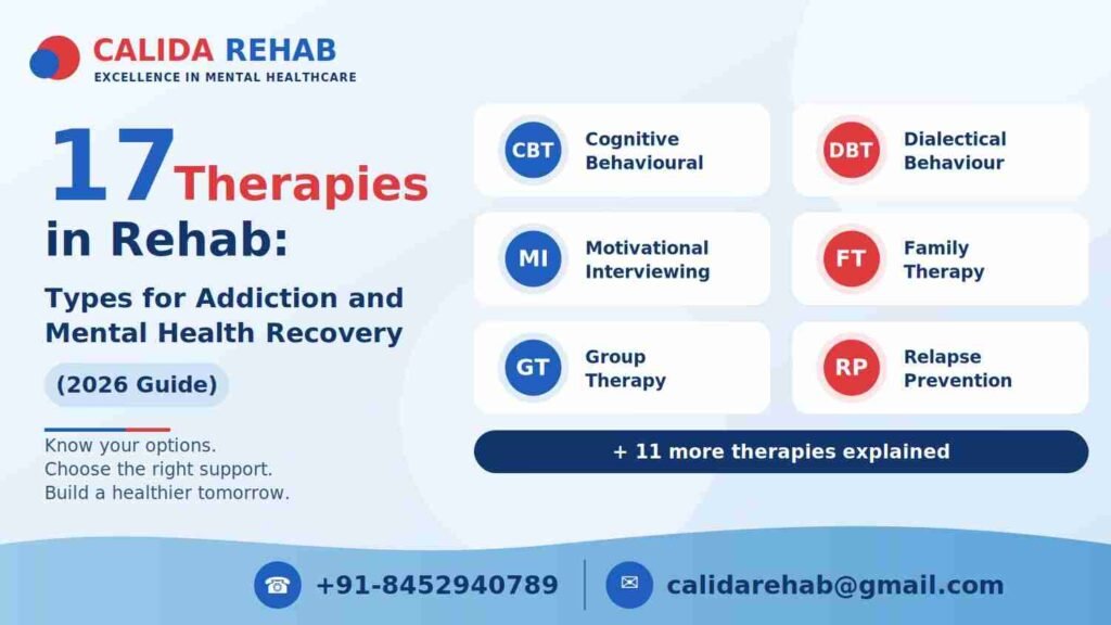 17 types of therapies in rehab for addiction and mental health recovery, 2026 guide by Calida Rehab